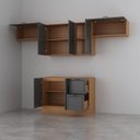 Ver mais imagens de Cozinha Compacta Planejada 4 Peças 3 Aéreos 1 Balcão Soho CabeCasa MadeiraOriginals Cinza/Freijó/Grafite