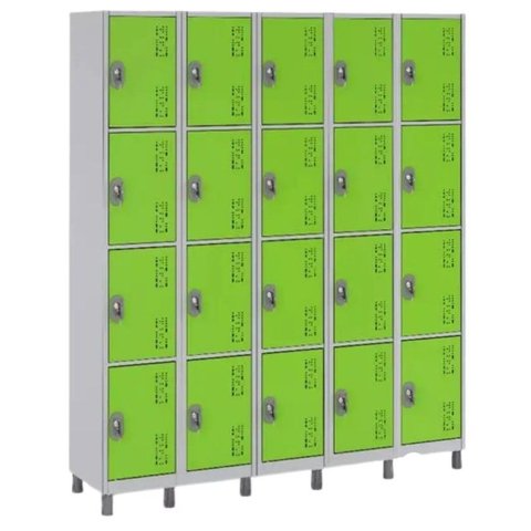 Roupeiro de Aço 20 Portas Locker Robustez e Durabilidade:verde