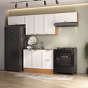 Ver imagem 1 de Cozinha Compacta Planejada 4 Peças 3 Aéreos 1 Balcão Soho CabeCasa MadeiraOriginals Branco/Freijó