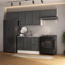 Ver imagem 1 de Cozinha Compacta Planejada 4 Peças 3 Aéreos 1 Balcão Soho CabeCasa MadeiraOriginals Cinza/Branco/Grafite