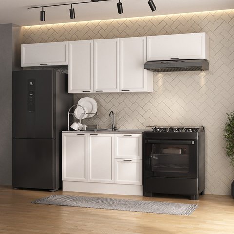Cozinha Compacta Planejada 4 Peças 3 Aéreos 1 Balcão Soho CabeCasa MadeiraOriginals Branco