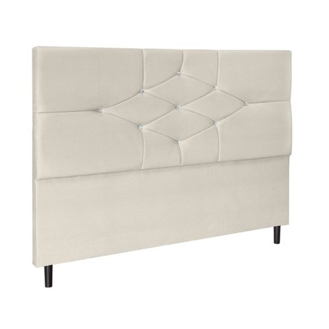 Cabeceira Estofada Cama Box Queen 160cm Virgínia Suede Bege