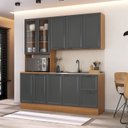 Ver imagem 1 de Cozinha Compacta Planejada 3 Peças 1 Paneleiro Duplo 1 Aéreo 1 Balcão Soho CabeCasa MadeiraOriginals Cinza/Freijó/Grafite