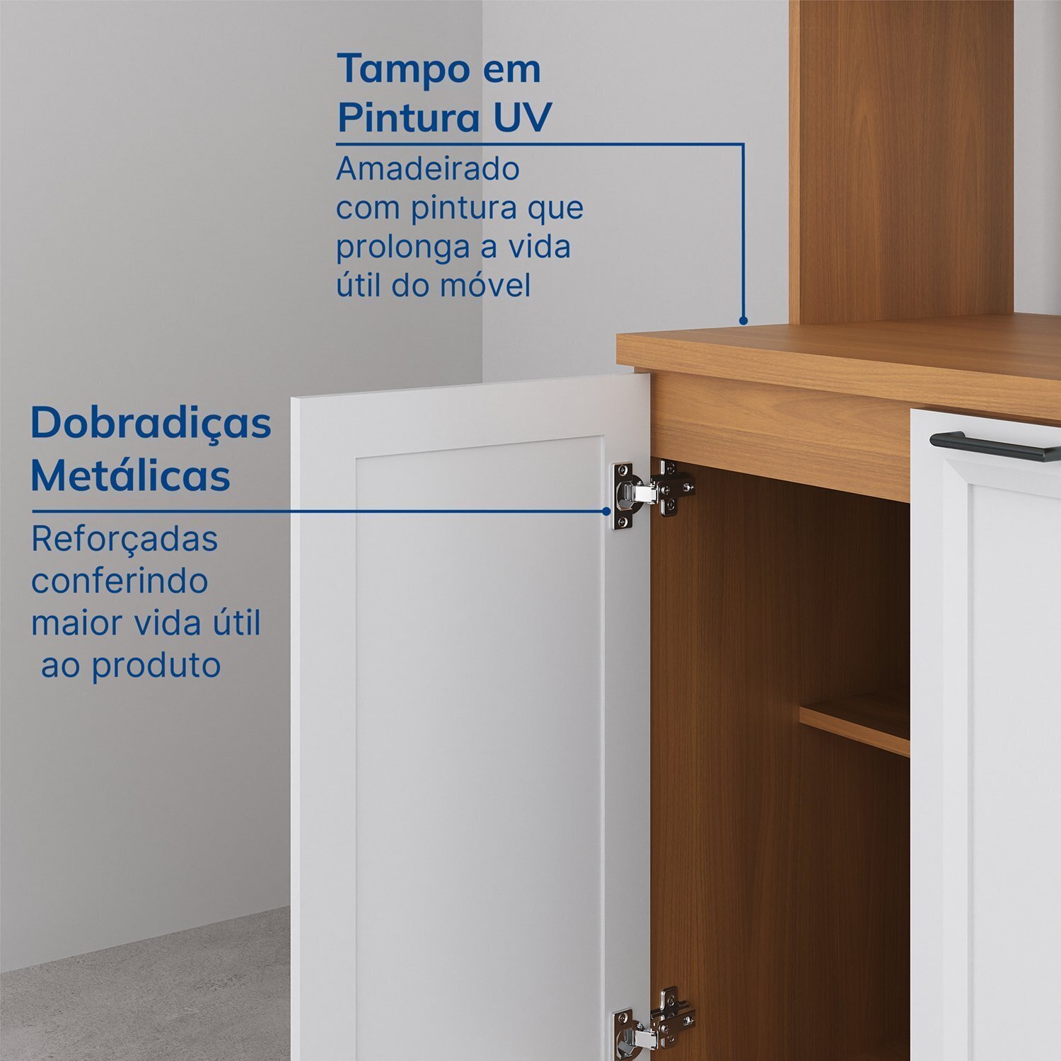 Cozinha Compacta 3 Peças 1 Paneleiro Duplo 1 Aéreo 1 Balcão Soho Cabecasa Madeiramadeira - 4