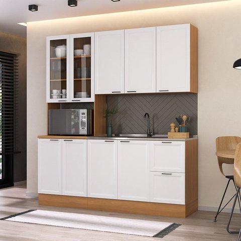 Cozinha Compacta 3 Peças 1 Paneleiro Duplo 1 Aéreo 1 Balcão Soho CabeCasa MadeiraOriginals