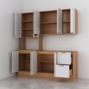Ver mais imagens de Cozinha Compacta Planejada 3 Peças 1 Paneleiro Duplo 1 Aéreo 1 Balcão Soho CabeCasa MadeiraOriginals Branco/Freijó