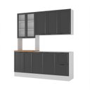 Ver imagem 2 de Cozinha Compacta Planejada 3 Peças 1 Paneleiro Duplo 1 Aéreo 1 Balcão Soho CabeCasa MadeiraOriginals Cinza/Branco/Grafite