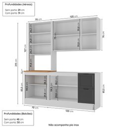 Cozinha Compacta 3 Peças 1 Paneleiro Duplo 1 Aéreo 1 Balcão Soho CabeCasa MadeiraMadeira - 2