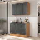 Ver imagem 1 de Cozinha Compacta Planejada 2 Peças 1 Aéreo 1 Balcão Soho CabeCasa MadeiraOriginals Cinza/Freijó/Grafite
