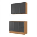 Ver imagem 2 de Cozinha Compacta Planejada 2 Peças 1 Aéreo 1 Balcão Soho CabeCasa MadeiraOriginals Cinza/Freijó/Grafite