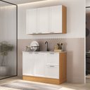 Ver imagem 1 de Cozinha Compacta Planejada 2 Peças 1 Aéreo 1 Balcão Soho CabeCasa MadeiraOriginals Branco/Freijó