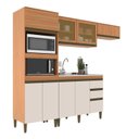 Ver imagem 3 de Cozinha Compacta Modulada 4 Peças 8 Portas com Torre Quente e Vidro Reflecta Cecília Marrom/Freijó/Off White