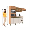 Ver imagem 5 de Cozinha Compacta Modulada 4 Peças 8 Portas com Torre Quente e Vidro Reflecta Cecília Marrom/Freijó/Off White