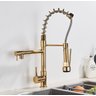 Torneira Cozinha Gourmet Monocomando Dourado Spray Extensor - 1