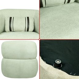 Poltrona Orgânica Chloe Boucle Verde Redonda Decorativa com Almofada Plumante - Arkell - 7