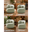 Ver imagem 3 de Poltrona Orgânica Chloe Boucle Verde Redonda Decorativa com Almofada Plumante - Arkell