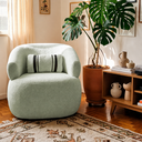 Ver imagem 1 de Poltrona Orgânica Chloe Boucle Verde Redonda Decorativa com Almofada Plumante - Arkell