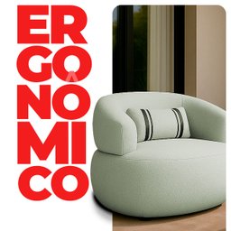 Poltrona Orgânica Chloe Boucle Verde Redonda Decorativa com Almofada Plumante - Arkell - 4