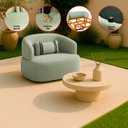 Ver imagem 3 de Poltrona Orgânica Chloe Boucle Verde Redonda Decorativa com Almofada Plumante - Arkell