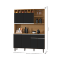Ver imagem 1 de Cozinha Compacta Dunas Premium - 6 Portas 1 Gaveta:Amêndoa/Preto