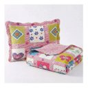 Ver imagem 1 de Kit Colcha Patchwork Infantil Menina 180x220 Solteiro - Flores Coração