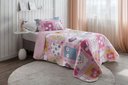 Ver imagem 3 de Kit Colcha Patchwork Infantil Menina 180x220 Solteiro - Flores Coração