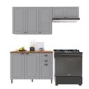 Ver imagem 2 de Cozinha Modulada 3 Peças 1 Balcão com Tampo 2 Aéreos 100% MDF Bari Cinza/Titanio Fosco