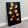 Quadro Decorativo Folhas Douradas Fundo Black Sala Quarto Casa Escritório - 2