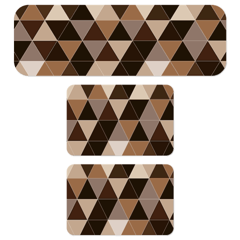 Kit de 3 Tapetes para Cozinha Geométrico Brown Capa de Almofada