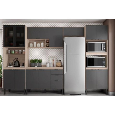 Kit Modulado Demóbile 5 Peças Firenze C5p155 Avena/grafito