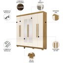 Ver imagem 3 de Guarda Roupa Casal 218cm com Espelho Bolty Nature/champanhe V02 - Mpozenato