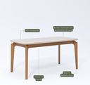 Ver imagem 5 de Mesa de Jantar 1,60 com 6 Cadeiras Buriti Conjunto Ficus Moderno Madeira/Off White/Linho Cru