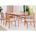 Ver imagem 2 de Mesa de Jantar 1,60 com 6 Cadeiras Buriti Conjunto Ficus Moderno Madeira/off White/linho Cru