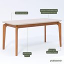 Ver imagem 3 de Mesa de Jantar 1,60 com 6 Cadeiras Buriti Conjunto Ficus Moderno Madeira/off White/linho Cru