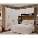 Ver imagem 1 de Quarto Modulado Queen de Canto Diagonal com Guarda-roupas Maleiro e Cabeceira Paris Luciane Móveis