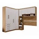 Ver imagem 3 de Quarto Modulado Queen de Canto Diagonal com Guarda-roupas Maleiro e Cabeceira Paris Luciane Móveis