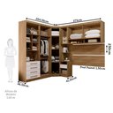 Ver imagem 4 de Quarto Modulado Queen de Canto Diagonal com Guarda-roupas Maleiro e Cabeceira Paris Luciane Móveis