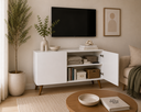 Ver imagem 3 de Aparador Minimalista com 2 Portas com Pés Retrô em MDF - Pea Móveis