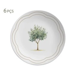 Conjunto com 6 Pratos Sobremesa Oliveira By Aurora 21 Cm - 1