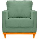 Ver imagem 4 de Kit Poltrona e Sofa Berlim 2 Lugar Base de Madeira Tecido Impermeavel Verde Agua