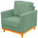 Ver imagem 3 de Kit Poltrona e Sofa Berlim 2 Lugar Base de Madeira Tecido Impermeavel Verde Agua