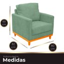 Ver mais imagens de Kit Poltrona e Sofa Berlim 2 Lugar Base de Madeira Tecido Impermeavel Verde Agua