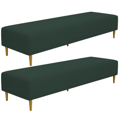 Kit 02 Puffs Decorativo Sala de Estar Bali W01 Pés Palito 170x60cm Suede Verde Musgo - Lyam Decor