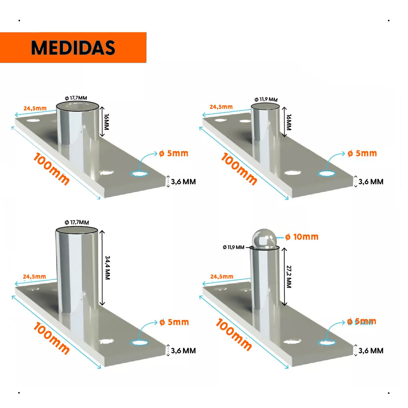 Dobradiça Pino Porta Pivotante 150kg Pivô Superior e Inferior Aço Inox - 2