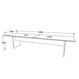 Mesa de Reunião Preta 3,20m X 1,10m 2 Caixas de Tomadas F5 Cor:preto - 2