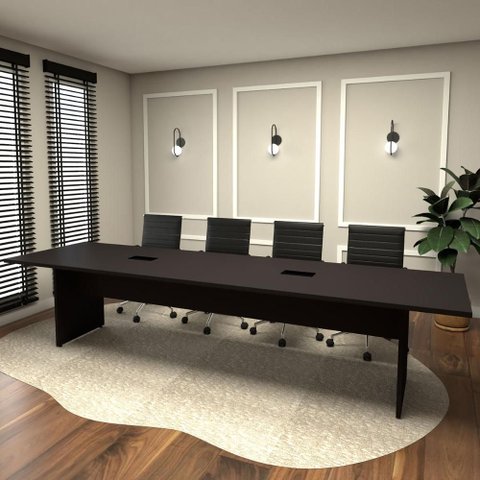 Mesa de Reunião Preta 3,20m X 1,10m 2 Caixas de Tomadas F5