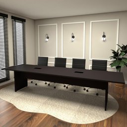 Mesa de Reunião Preta 3,20m X 1,10m 2 Caixas de Tomadas F5 Cor:preto - 1