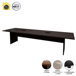 Mesa de Reunião Preta 3,20m X 1,10m 2 Caixas de Tomadas F5 Cor:preto - 3