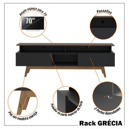 Rack com Painel Ripado para Tv até 70 Polegadas 2 Gavetas Grécia 180cm - 4