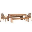 Ver mais imagens de Mesa de Jantar com 02 Bancos de Madeira e 02 Cadeiras com Braço Trammare C07 Corda Rami - Lyam Decor